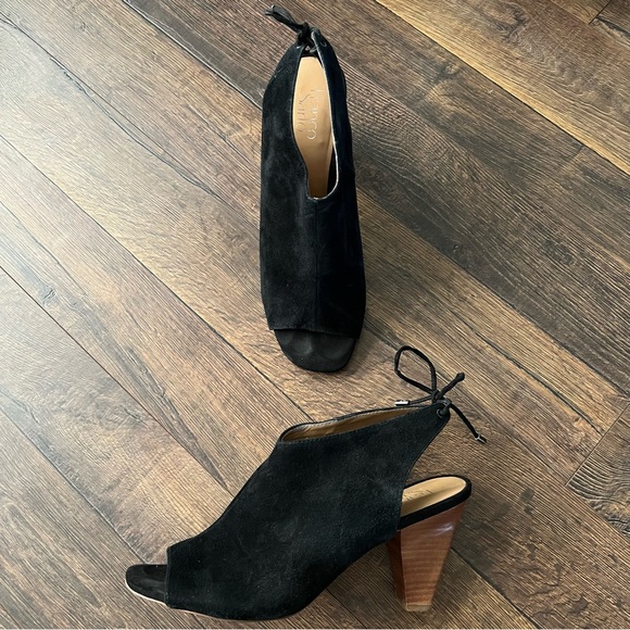 Franco Sarto Peep Toe Tie Booties - Picture 1 of 6